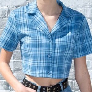 Brandy Melville Blue Plaid Top